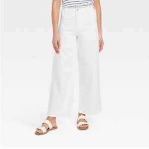 NWT Universal Thread High Rise Sailor Wide Leg White Denim Pant 0